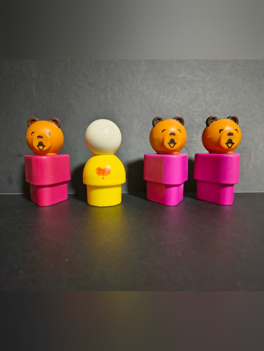 4 FISHER PRICE Figures SHAPE SORTER Playground Bear Purple Triangle #413
